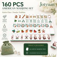 Jeu de Mahjong américain complet de 160 tuiles, tuiles Joker gravées en résine avec bordure dorée, coffret cadeau haut de gamme, logo personnalisé, vente en gros