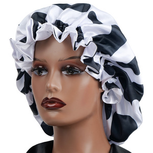 <span class=keywords><strong>หมวก</strong></span>คลุมผมซาตินแบบยืดหยุ่นสำหรับผู้หญิง ลายวัวพิมพ์สองชั้นแบบกำหนดเอง ยี่ห้อ SOLPOP สำหรับ<span class=keywords><strong>ใส่</strong></span>นอน - Product Image 2