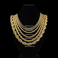 Chaîne torsadée en gros 2mm 3mm 4mm 5mm 6mm 7mm 8mm 12mm en laiton plaqué or, collier hip-hop, bijoux