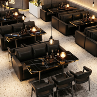 Canapé de banquet commercial de luxe léger, table à manger en cuir et marbre, mobilier moderne pour restaurant, salon, club, bar