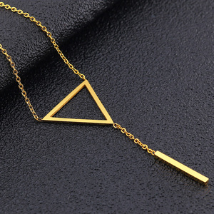 Long <span class=keywords><strong>Collier</strong></span> Triangle Bande Or Rose Pendentif <span class=keywords><strong>Collier</strong></span> pour Les Femmes - Product Image 5