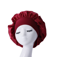 Bonnet en satin extensible grande taille personnalisé avec logo, couleur unie, bord large, pour cheveux bouclés, sommeil, douche, usage quotidien, mode