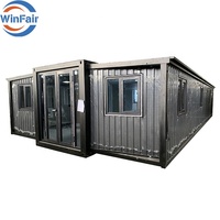 WinFair Liban, prix bas, maison mobile préfabriquée de 40 pieds, grande, pliable, à double aile, extensible, conteneur, 3 chambres