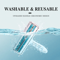 Produits de toilettage pour animaux de compagnie : Rouleau adhésif réutilisable double face pour enlever les poils de chat et d'animaux, brosse anti-poils