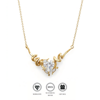 Collier pendentif torsadé en moissanite taille cœur 3 carats, chaîne réglable en argent sterling S925, bijoux fins pour femme, cadeau pour mariage ou fête