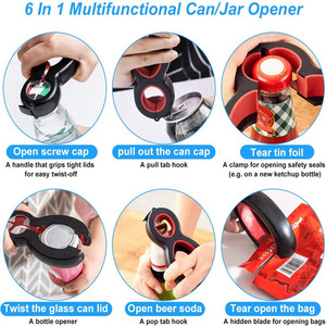 Ouvre-bocal multifonction 6 en 1, ouvre-bouteille et ouvre-boîte 5 en 1, kit d'outils avec poignée torsadée - Product Image 5