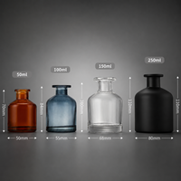Diffuseur d'aromathérapie en verre rond de luxe 50ml/100ml/150ml/250ml avec bouchon en polymère, boîte d'emballage personnalisée avec logo