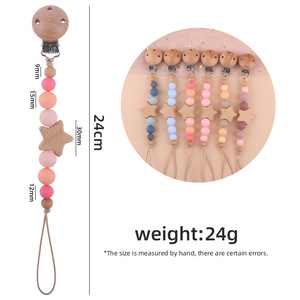Baby Silicone Pacifier Chain Baby <strong>Wooden</strong> Pacifier Holder Chain Silicone Pacifier <strong>Clip</strong> - Product Image 6