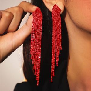 Boucles d'oreilles en argent plaqué cristal super scintillant de la série rouge européenne américaine, élégantes et de caractère pour femmes - Product Image 3