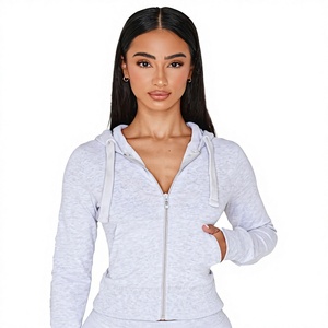 Custom Womens Light Gray Tracksuit Full Zip Hoodie Flare Pants <b>Set</b> Cotton Fleece Casual Activewear Loungewear Outfit <b>Set</b> - Product Image 1