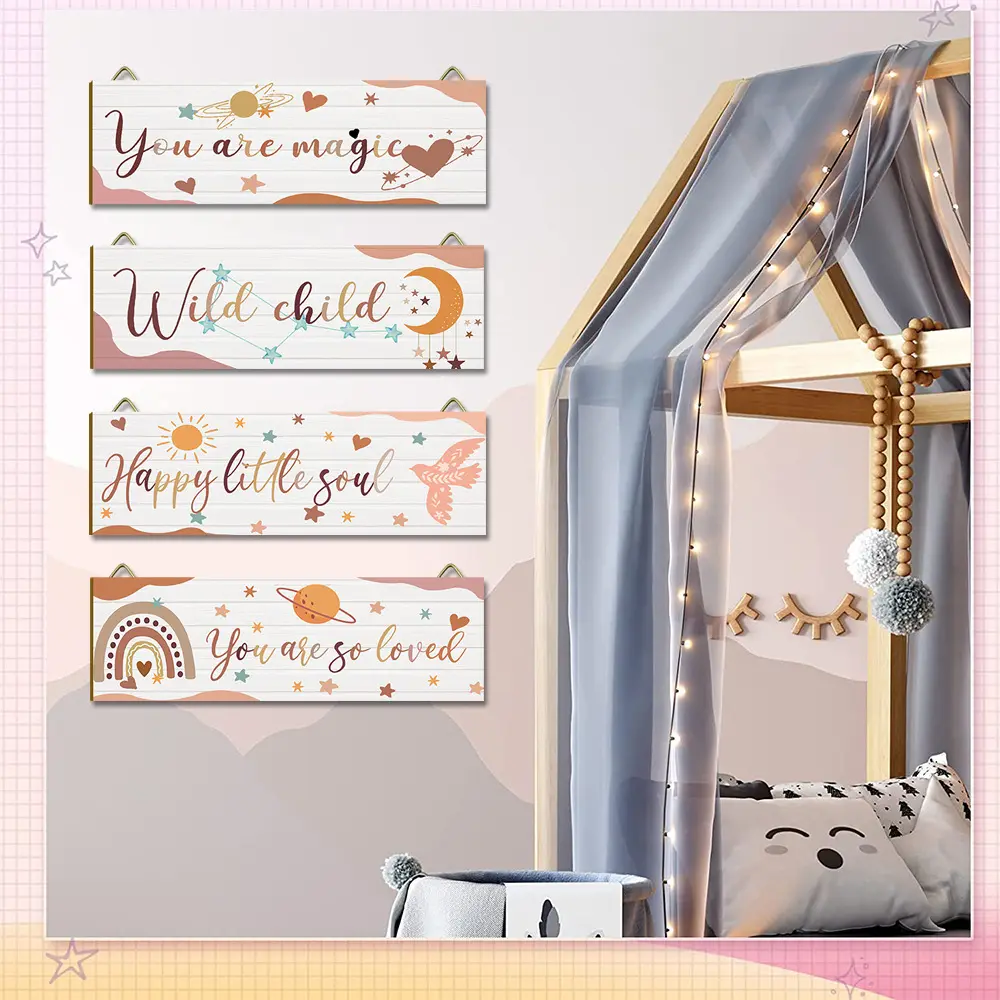 Cute Design Baby Shower Wall Decor Doorplate Signboard camera dei bambini camera da letto sfondo piatto appeso in legno cartello