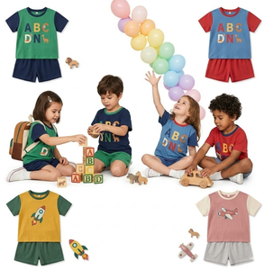 Conjuntos de Verano para Niños Directo de Fábrica, Patrones Mixtos para Exteriores, Cuello Redondo, Manga Corta y Sin Mangas, Algodón - Product Image 2