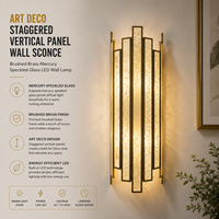 Applique murale verticale moderne YH à panneaux décalés, en laiton brossé et verre marbré, pour entrée et chambre