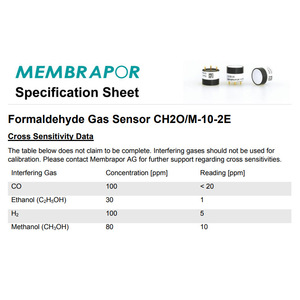 เซ็นเซอร์ตรวจจับก๊าซฟอร์มาลดีไฮด์ Membrapor รุ่น CH2O/M-10-2E 0-10 ppm แบบอิเล็กโทรเคมี สำหรับเครื่องตรวจสอบคุณภาพอากาศ - Product Image 2