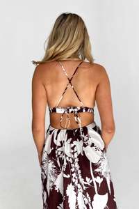 Personalizado Deep V Neck Halter Cross Scoop Backless Floral Impreso Side Leg Slit Mujeres Casual Vestidos de vacaciones Vestidos largos - Product Image 4