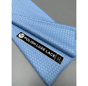 Lo más nuevo, tela de encaje africano de alta calidad, tela de encaje pulido de algodón, Color azul cielo, 5 yardas para hombres nigerianos, tela - Product Image 3