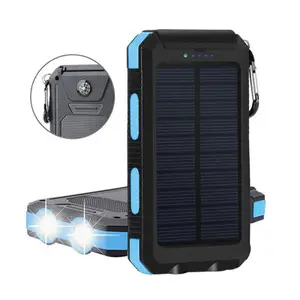 10000毫安便携式太阳能电源组外置电池充电器强发光二极管灯2个Usb充电端口户外应急使用