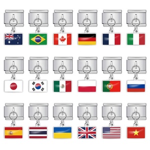 Wholesale Italian Charm Bracelets National Flag Module Pendant Bracelet Fashion 9mm Stainless Steel Bracelet DIY Jewelry Gift - Product Image 2