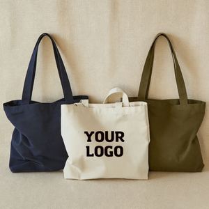 Customized Color Logo Cloth Stock Recycled Cotton Shopping Bags Print Blank Tote Grocery Zipper Canvas Totes - Product Image 1