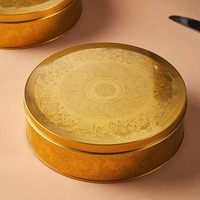 Boîte ronde en étain de qualité alimentaire, résistante au four, pour gâteaux, chocolats, desserts, tiramisu, avec un magnifique imprimé de style arabe et japonais.
