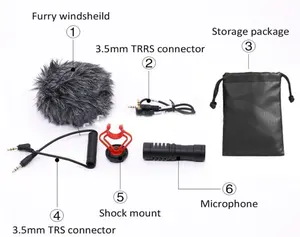 视频录制摄像机麦克风studio shot弹枪麦克风，用于单反摄像机智能手机iPhone直播，带防震架
