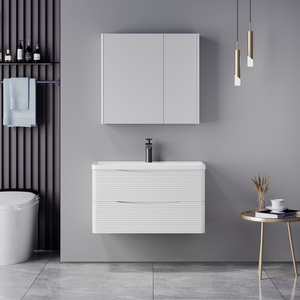 Armoire de salle de bain en contreplaqué résistant à l'humidité, style moderne, avec tiroirs de grande capacité, armoire avec miroir - Product Image 1