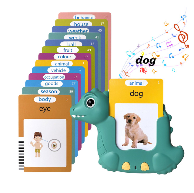 Huyo English/French/Spanish/Arabic Audio Books Early Education Bilingual Compact Preschool Flash Cards Plastic ABS+Paper