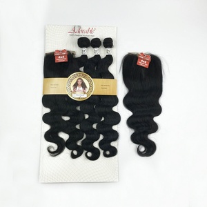 Nouveau style dropshipping mixte extension de cheveux humains, vague de corps emballé <span class=keywords><strong>m</strong></span>élange de cheveux humains mixte animal <span class=keywords><strong>m</strong></span>élangé cheveux synthétiques usine 22 - Product Image 4