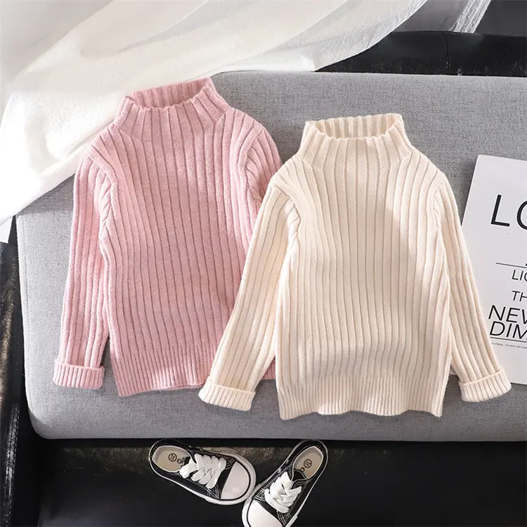 girl autumn fashion pullover soft turtleneck knit solid little girl clothing winter