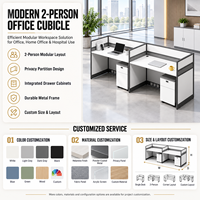Poste de travail modulaire moderne pour 2 personnes, bureau de type cubicle pour bureau à domicile, hôpital, centre d'appels, cloison durable