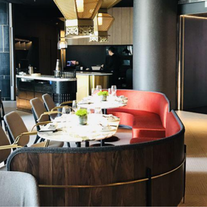 Banquette Courbe Moderne Style Mid-Century, Sièges Écologiques Rembourrés, Canapé Commercial pour Salon, Cadre en Bois, <span class=keywords><strong>Restaurant</strong></span> - Product Image 5