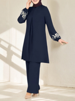Ensembles d'Abayas Modestes du Moyen-Orient, Vêtements Islamiques avec Broderie Main Respirante, Abayas Arabes d'Été Noires