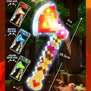 Épée lumineuse LED HTL avec son et effets lumineux, hache de combat pixelisée, pioche lumineuse, trident pour Halloween et Noël - Product Image 1