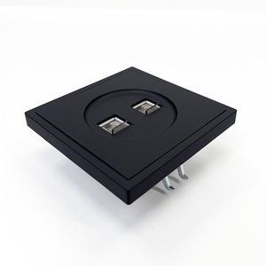 <span class=keywords><strong>Prise</strong></span> murale combinée pour réseau informatique et téléphone, avec panneau lisse en acier Q A6 et contacts en bronze phosphoreux - Product Image 6