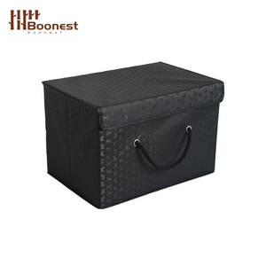 Boonest Black Houndstooth, boîte <span class=keywords><strong>de</strong></span> rangement en tissu à rabat, grande capacité, pliable, pour vêtements, avec poignée en corde - Product Image 2