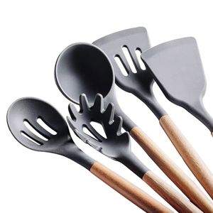 Juego de 5 Utensilios de Cocina de Madera de Acacia con Espátula y Cucharón de Silicona, Esenciales para el Hogar, Aptos para <span class=keywords><strong>Lavavajillas</strong></span> - Product Image 6