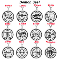 Collier pendentif en acier inoxydable avec sceaux des 72 esprits, la clé inférieure de Salomon, le roi Asmoday, origines démoniaques, Goetia 37-48