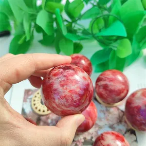 Kindfull atacado esfera de cristal em massa pedra de cura energia reiki bola de pedra da lua vermelha para decoração