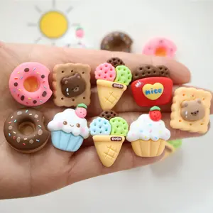 100 cái/túi Kawaii Mô Phỏng Thực Phẩm Flatback Nhựa Mô Phỏng Thực Phẩm Cabochon Dễ Thương Ice Cream Bánh Bánh Mì Pho Mát Cho Điện Thoại Trang Trí