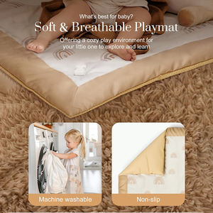 MaiBeiBi-Alfombra de juego para bebés, tapete grande de lujo para gimnasio con 6 juguetes y <span class=keywords><strong>12</strong></span> tarjetas de hito para bebés y niños pequeños - Product Image 4