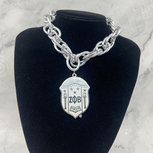 Senza appannamento Zeta Phi Beta argento acciaio inossidabile ciondolo da donna grande collana a catena spessa girocollo bracciale Set gioielli - Product Image 2