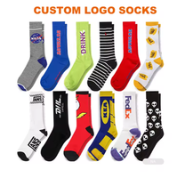 Chaussettes en coton personnalisées avec logo brodé, chaussettes de mode pour hommes, chaussettes tubulaires, chaussettes habillées, lot de chaussettes