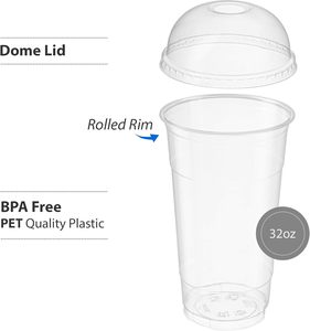 Gobelet à smoothie en plastique transparent PP épais jetable avec couvercle, logo personnalisé, 350 ml, 16 oz, 500 ml, 700 ml, pour bubble tea, boba, lait au thé - Product Image 3