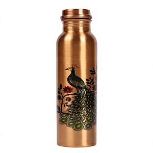 Botella de Agua Decorativa de Cobre con Diseño de Pavo Real, Botella Reutilizable de Cobre para el Hogar, Oficina, Viajes y Uso Diario - Product Image 1