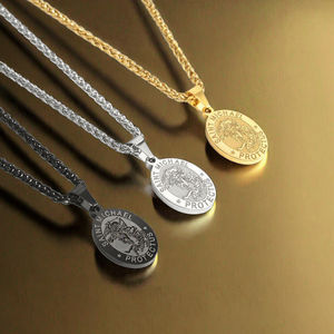 Collar con Colgante de San Miguel Arcángel en Acero Inoxidable Chapado en Oro de 18K, Cadena con Medalla de Ángel, para Regalo de Compromiso o Fiesta - Product Image 3