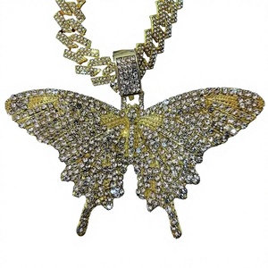 Pendentif Papillon en Argent 925 Style Hip-Hop avec Micro-Incrustations de Strass en Cristal, Breloque Thème, Bijou Cadeau Unisexe - Product Image 1
