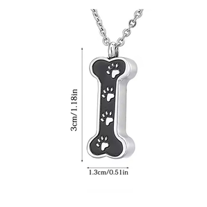 Collier pendentif en acier inoxydable style os avec breloque patte de chien, bijou funéraire urne à cendres pour animaux de compagnie - Product Image 3