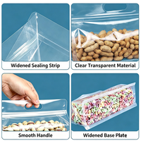 Sachet d'emballage alimentaire transparent personnalisé avec fermeture éclair et soufflet inférieur, idéal pour les snacks et la vente au détail