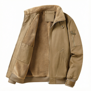 <b>Men</b> <b>Sherpa</b> Lined Bomber <b>Jacket</b> Winter Casual Flight Coat Multiple Pockets - Product Image 1