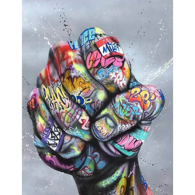 DIY Painting By Numbers Street Graffiti Coloring By Numbers Big Fist Wall Art Canvas Picture Hand Painted Modern Room Decor